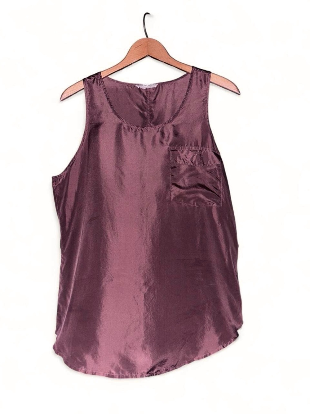 Everlane Silk Blouse Pocket Brown Sleeveless Tank Top Womens Size L Large